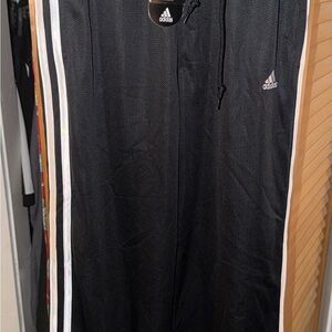 adidas Kids Black Track Pants with White Stripes